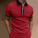 Men's Golf Shirt Solid Colored Turndown Gym Tennis shirts Causal Daily Outdoor Patchwork Short Sleeve Tops Designer Punk & Gothic Sports Wine Black Red White Summer Comfortable