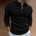 Men's Golf Shirt Solid Color Tartan Turndown White Black Blue Gray Khaki Long Sleeve Hot Stamping Going out Gym Patchwork Zipper Slim Tops Sportswear Casual