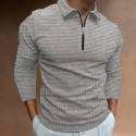 Men's Golf Shirt Solid Color Tartan Turndown White Black Blue Gray Khaki Long Sleeve Hot Stamping Going out Gym Patchwork Zipper Slim Tops Sportswear Casual