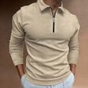 Men's Golf Shirt Solid Color Tartan Turndown White Black Blue Gray Khaki Long Sleeve Hot Stamping Going out Gym Patchwork Zipper Slim Tops Sportswear Casual