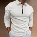 Men's Golf Shirt Solid Color Tartan Turndown White Black Blue Gray Khaki Long Sleeve Hot Stamping Going out Gym Patchwork Zipper Slim Tops Sportswear Casual