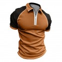 Men's Golf Shirt Color Block Turndown Brown Short Sleeve Street Casual Zipper Tops Fashion Casual Comfortable / Beach