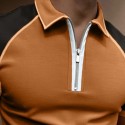 Men's Golf Shirt Color Block Turndown Brown Short Sleeve Street Casual Zipper Tops Fashion Casual Comfortable / Beach
