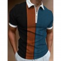 Men's Golf Shirt Print Color Block Turndown Casual Daily Street Zipper Print Short Sleeve Tops Casual Fashion Breathable Comfortable Blue Gray Brown Summer Shirt Quick Dry