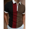 Men's Golf Shirt Print Color Block Turndown Casual Daily Street Zipper Print Short Sleeve Tops Casual Fashion Breathable Comfortable Blue Gray Brown Summer Shirt Quick Dry