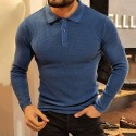 Men's Golf Shirt Solid Color Turndown Royal Blue Long Sleeve Street Daily Button-Down Tops Fashion Casual Chunky Comfortable / Beach