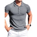 Men's Golf Shirt Plain Striped Solid Color Classic Collar Casual Daily Short Sleeve Tops Business Simple Casual Classic White Black Light gray / Summer Comfortable Lightwight Quick dry