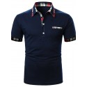 Men's Golf Shirt Tennis Shirt Solid Colored Patchwork Short Sleeve Regular Fit Tops Party Strand Contemporary Sporty Navy Blue Daily Casual Work Business Summer Shirt Basic Comfortable