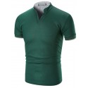 Men's Golf Shirt Tennis Shirt Solid Colored Collar V Neck Green White Black Gray Red Short Sleeve Daily golf shirts Patchwork Tops Cotton Basic / Summer / Summer