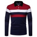 Men's T shirt Tee Graphic Color Block Collar Gray Red Navy Blue Long Sleeve Daily Going out Tops Cotton Casual / Fall