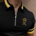 Men's Golf Shirt Letter Turndown Black Short Sleeve Street Casual Zipper Tops Fashion Casual Comfortable / Beach