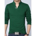 Men's Golf Shirt Tennis Shirt Solid Colored Plus Size Collar Stand Collar Daily Sports Long Sleeve Tops Cotton Sports & Outdoors Active Green White Casual Black Summer Shirts
