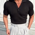 Men's Golf Shirt Solid Color Turndown Black Short Sleeve Street Casual Button-Down Tops Fashion Casual Comfortable / Beach