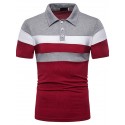 Men's Golf Shirt Tennis Shirt Simple Collar Shirt Collar Sports & Outdoor Causal Patchwork Short Sleeve Tops Cotton Casual Daily Casual / Sporty Light gray Red Navy Blue/Summer