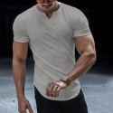 Men's T shirt Tee Solid Color V Neck White Black Gray Navy Blue Short Sleeve Street Casual Tops Basic Fashion Classic Comfortable / Summer / Summer / Sports