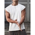 Men's Tank Top T shirt Tee Solid Color Crew Neck White Black Navy Blue Cap Sleeve Casual Daily Tops Cotton Sports Fashion Lightweight Big and Tall / Summer / Summer