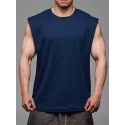 Men's Tank Top T shirt Tee Solid Color Crew Neck White Black Navy Blue Cap Sleeve Casual Daily Tops Cotton Sports Fashion Lightweight Big and Tall / Summer / Summer