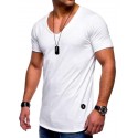 men's tee short sleeved basic t-shirt v-neck neckline gym oversize look casual sportwear solid color slim fit t shirt
