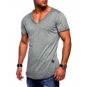 men's tee short sleeved basic t-shirt v-neck neckline gym oversize look casual sportwear solid color slim fit t shirt