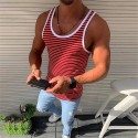 Men's Tank Top Vest Undershirt Striped Crew Neck Green Blue Gray Red Sleeveless Outdoor Street Tops Fashion Lightweight Breathable Comfortable / Summer / Summer