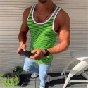 Men's Tank Top Vest Undershirt Striped Crew Neck Green Blue Gray Red Sleeveless Outdoor Street Tops Fashion Lightweight Breathable Comfortable / Summer / Summer