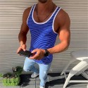 Men's Tank Top Vest Undershirt Striped Crew Neck Green Blue Gray Red Sleeveless Outdoor Street Tops Fashion Lightweight Breathable Comfortable / Summer / Summer