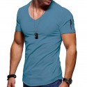 mens v neck t shirt tee - solid color short shirts for men short sleeve slim fitness workout athletic business casual basic big tall shirts black gray army green