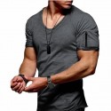 mens v neck t shirt tee - solid color short shirts for men short sleeve slim fitness workout athletic business casual basic big tall shirts black gray army green