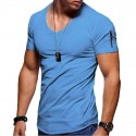 mens v neck t shirt tee - solid color short shirts for men short sleeve slim fitness workout athletic business casual basic big tall shirts black gray army green
