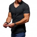 mens v neck t shirt tee - solid color short shirts for men short sleeve slim fitness workout athletic business casual basic big tall shirts black gray army green