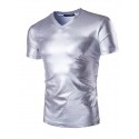 Men's T shirt Tee Shirt Tee Solid Colored V Neck Black Silver Gold Short Sleeve Daily Sports Slim Tops Basic Exaggerated Designer Big and Tall / Summer / Summer