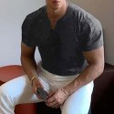 Men's T shirt Tee Solid Color V Neck Light Purple Green White Black Gray Short Sleeve Casual Daily Tops Sports Fashion Lightweight Muscle / Summer / Summer