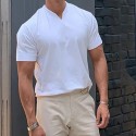 Men's T shirt Tee Solid Color V Neck Light Purple Green White Black Gray Short Sleeve Casual Daily Tops Sports Fashion Lightweight Muscle / Summer / Summer