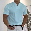Men's T shirt Tee Solid Color V Neck Light Purple Green White Black Gray Short Sleeve Casual Daily Tops Sports Fashion Lightweight Muscle / Summer / Summer