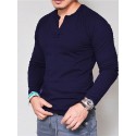 Men's T shirt Tee Tee Solid Colored Henley Green White Black Army Green Grey Long Sleeve Daily Tops Basic Classic Muscle Big and Tall / Wet and Dry Cleaning