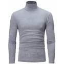 Men's T shirt Tee Solid Color Turtleneck White Black Blue Light gray Dark Gray Long Sleeve Outdoor Casual Tops Lightweight Casual Classic Slim Fit / Sports