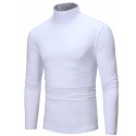 Men's T shirt Tee Solid Color Turtleneck White Black Blue Light gray Dark Gray Long Sleeve Outdoor Casual Tops Lightweight Casual Classic Slim Fit / Sports