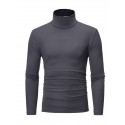 Men's T shirt Tee Solid Color Turtleneck White Black Blue Light gray Dark Gray Long Sleeve Outdoor Casual Tops Lightweight Casual Classic Slim Fit / Sports