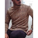 Men's T shirt Tee Plaid Houndstooth Turtleneck Black / White Black Blue Gray Yellow Long Sleeve Casual Daily Tops Lightweight Muscle Slim Fit Big and Tall