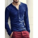 Men's T shirt Tee Henley Shirt Solid Color Henley Green Black Blue Red Long Sleeve Plus Size Street Casual Button-Down Tops Basic Casual Classic Muscle