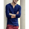 Men's T shirt Tee Henley Shirt Solid Color Henley Green Black Blue Red Long Sleeve Plus Size Street Casual Button-Down Tops Basic Casual Classic Muscle
