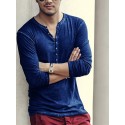 Men's T shirt Tee Henley Shirt Solid Color Henley Green Black Blue Red Long Sleeve Plus Size Street Casual Button-Down Tops Basic Casual Classic Muscle