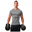 Men Muscle Tee T Shirt Stretch Short Sleeve Crew Neck Bodybuilding Workout Basic Daily Tops Navy White Wine Red