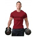 Men Muscle Tee T Shirt Stretch Short Sleeve Crew Neck Bodybuilding Workout Basic Daily Tops Navy White Wine Red