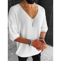 Men's T shirt Tee Solid Color V Neck White Black Brown Beige Half Sleeve Casual Daily Tops Fashion Lightweight Casual Classic