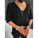 Men's T shirt Tee Solid Color V Neck White Black Brown Beige Half Sleeve Casual Daily Tops Fashion Lightweight Casual Classic