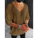 Men's T shirt Tee Solid Color V Neck White Black Brown Beige Half Sleeve Casual Daily Tops Fashion Lightweight Casual Classic