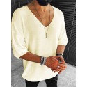 Men's T shirt Tee Solid Color V Neck White Black Brown Beige Half Sleeve Casual Daily Tops Fashion Lightweight Casual Classic