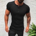 Men's T shirt Tee Henley Shirt Solid Color Henley White Black Gray Pink Navy Blue Short Sleeve Casual Daily Tops Fashion Lightweight Muscle Big and Tall / Summer / Summer