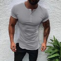 Men's T shirt Tee Henley Shirt Solid Color Henley White Black Gray Pink Navy Blue Short Sleeve Casual Daily Tops Fashion Lightweight Muscle Big and Tall / Summer / Summer